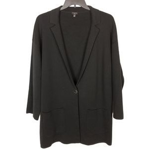 Talbots Women Plus Cotton  Blend Cardigan  Sweater Size 2X Black Button Up Long